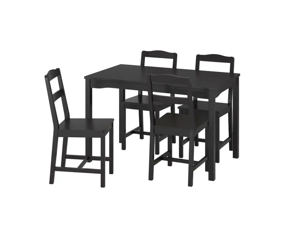 Стол с 4 стульями, сосна черная ХАГЕРНАС