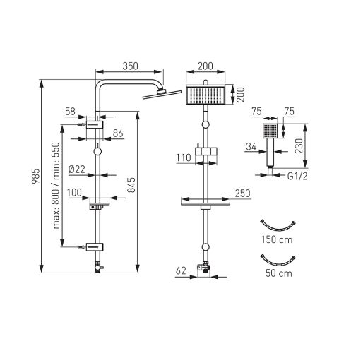 Душевая система SQUERTO LUX NP24 — фото 3