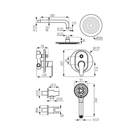 Встраиваемая душевая система BAG7P-SET1-S — фото 2